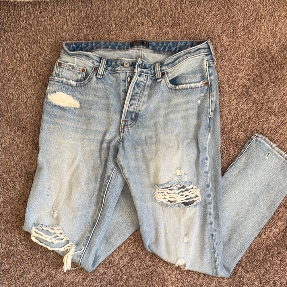 Abercrombie Low Rise Slim Boyfriend Distressed Jeans